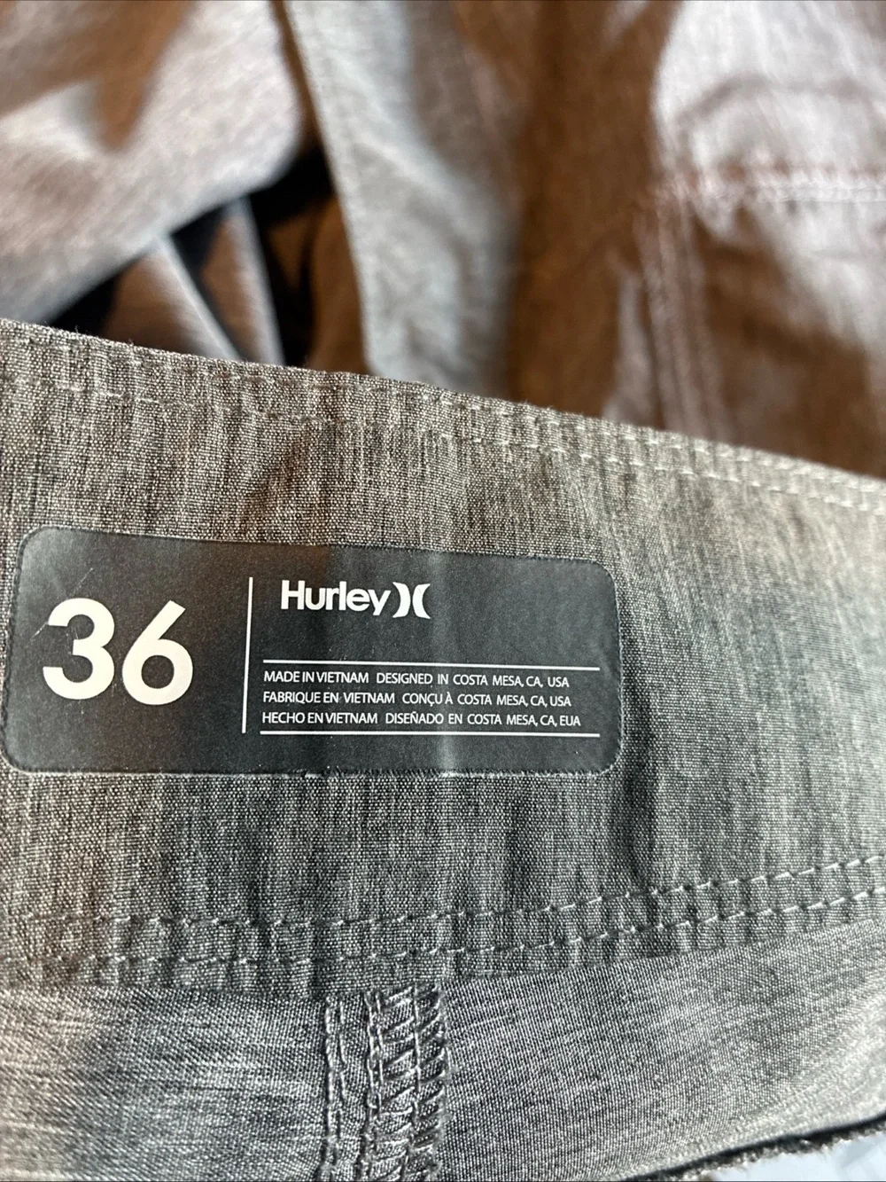 Hurley Mens Board Shorts 36 Gray Teal Swim Surf Shorts Drawstring Performance